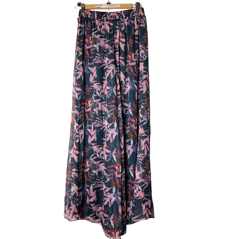 A La Plage | Floral Tropical Leaves Wide Leg Pants